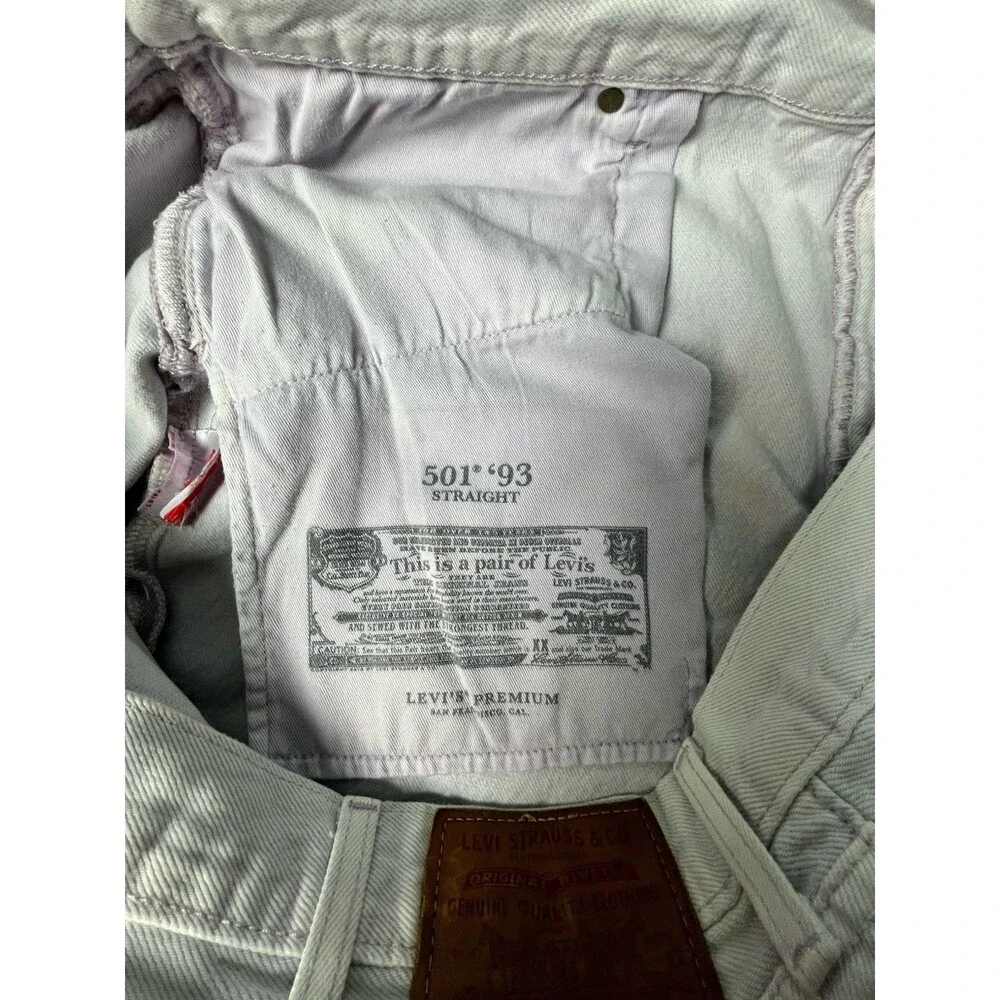 Levis 501 Premium Jean Shorts Men 42 White w/Purple Stitching Mushroom Tab Rare